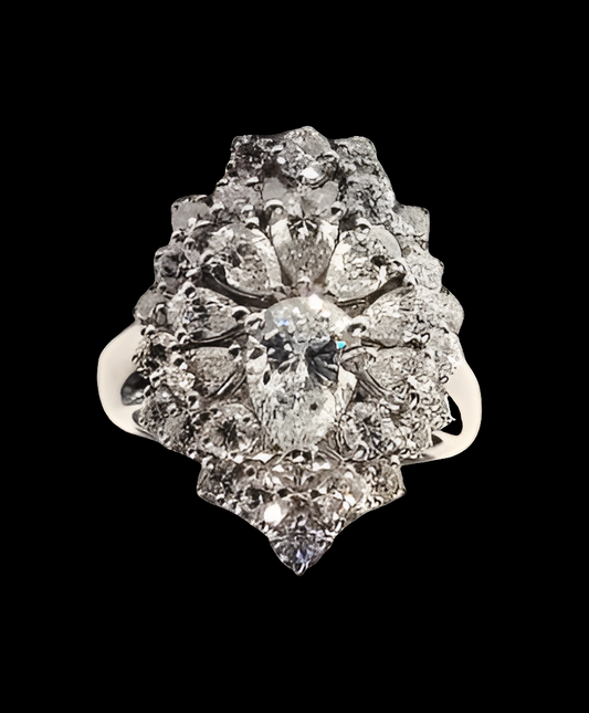 Pear shape cluster diamond ring Sku 5836