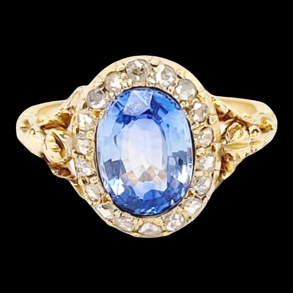 Rare Antique sapphire and diamond cluster engagement ring

SKU: 6545