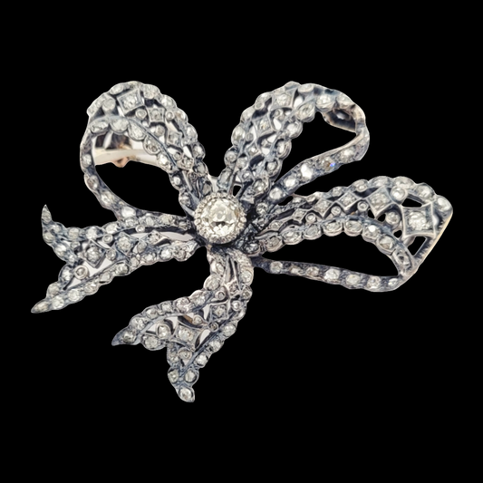 Antique diamond bow brooch