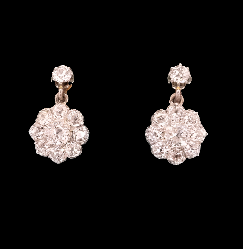 Antique old cut diamond cluster drop earrings
SKU: 7193