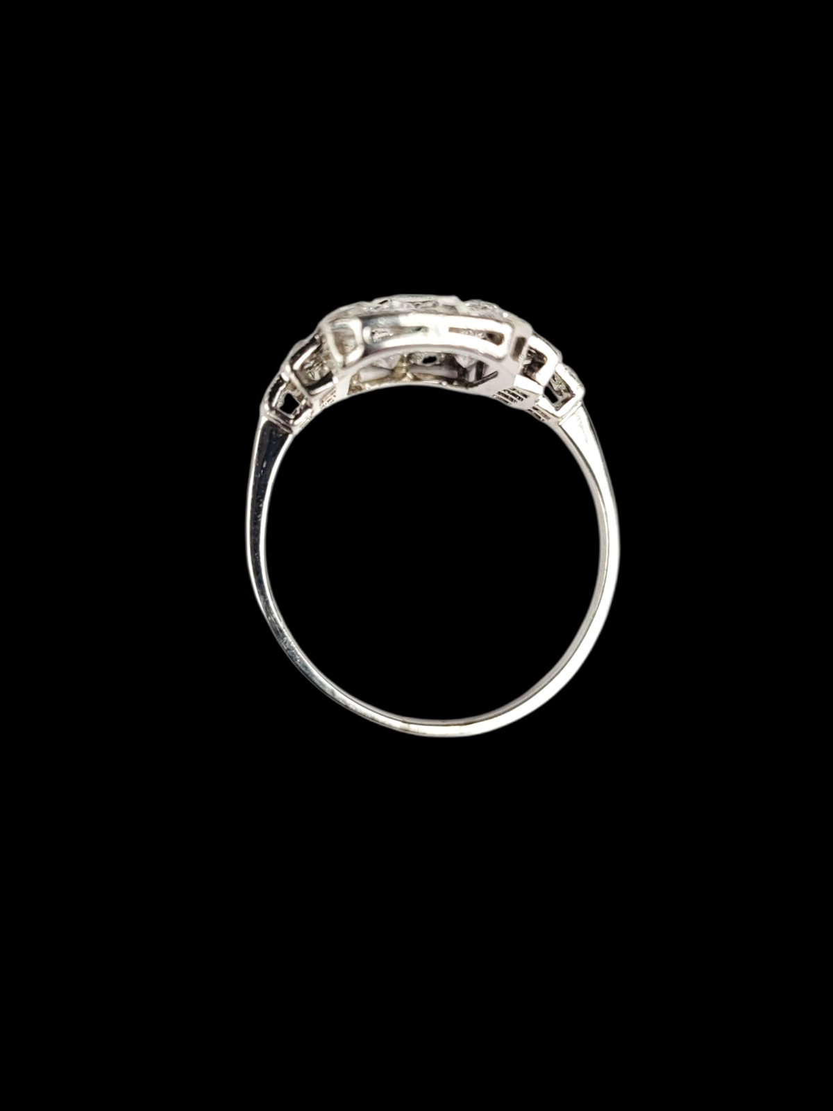 Art deco emerald and diamond panel dress ring sku 8502