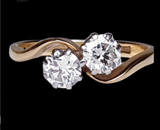 Edwardian Two Stone Diamond Cross Over Ring
SKU: 1692