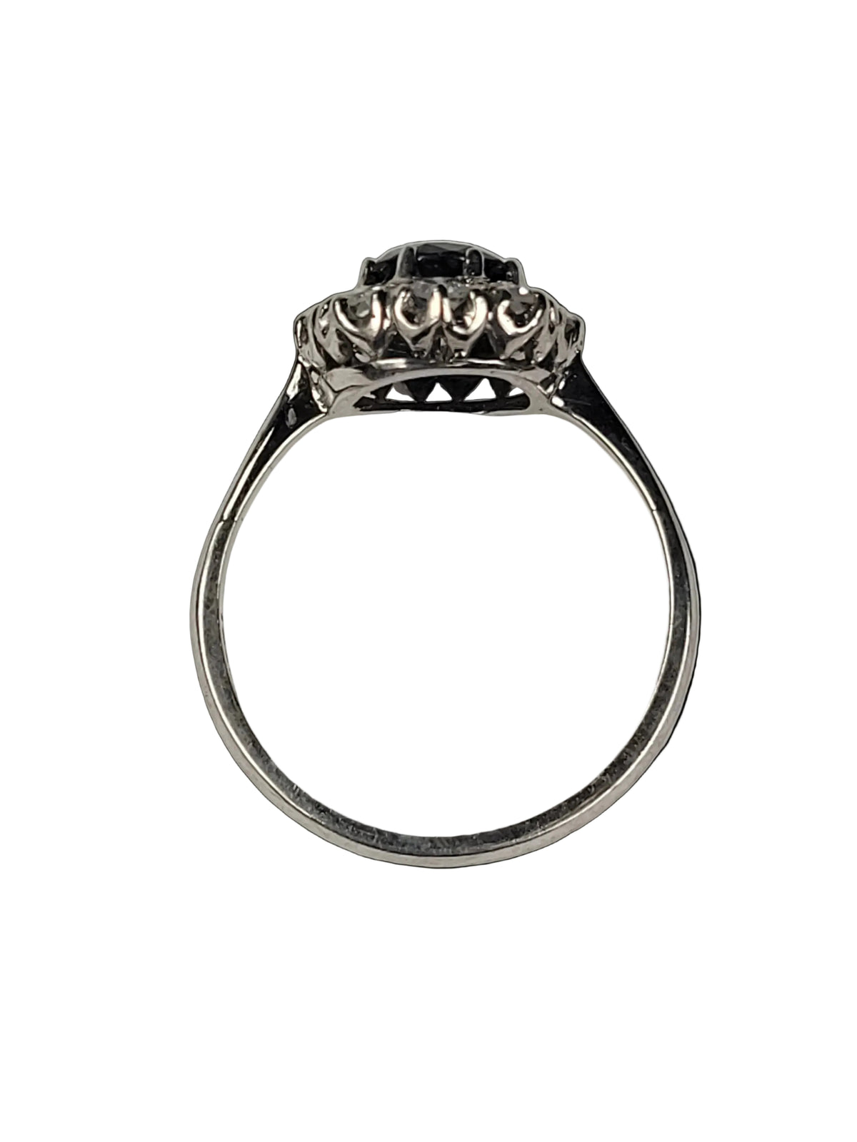 Antique sapphire and diamond cluster engagement ring sku 8837