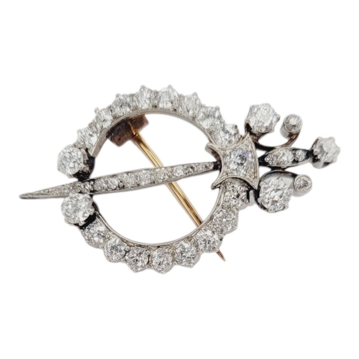 Antique diamond fibula clasp brooch sku 8875