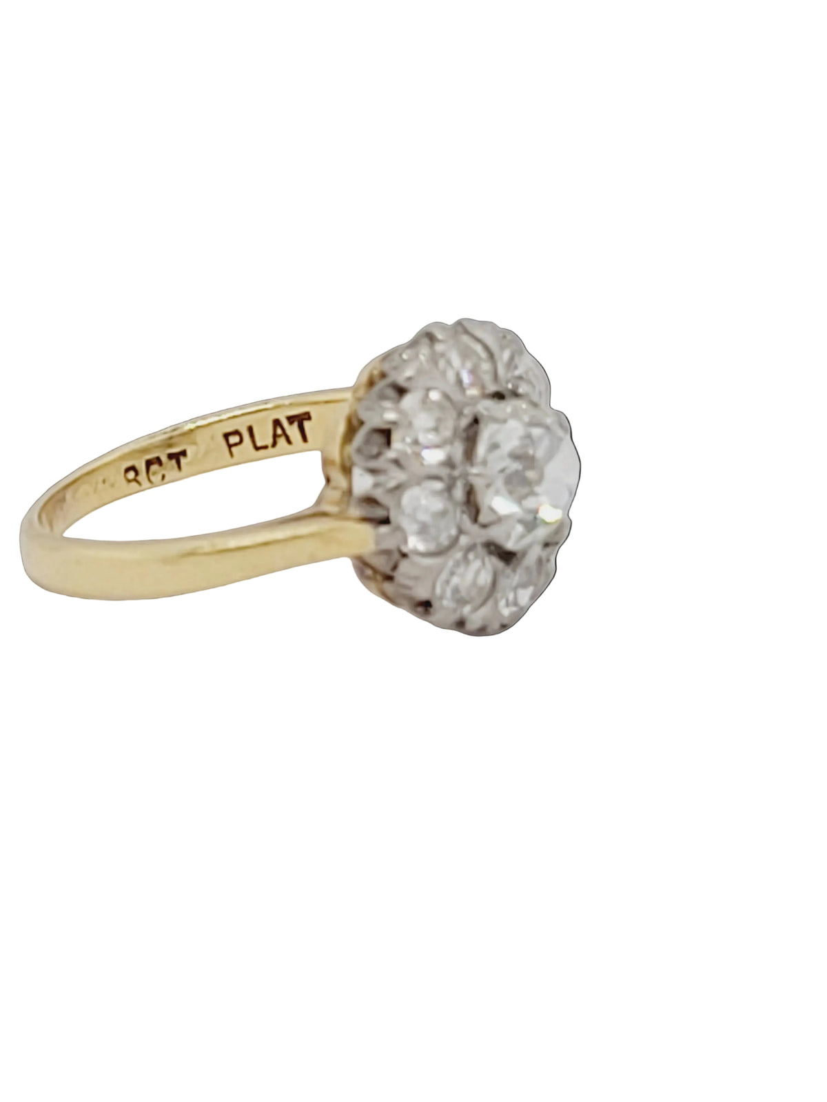 Antique diamond cluster engagement ring sku 8813