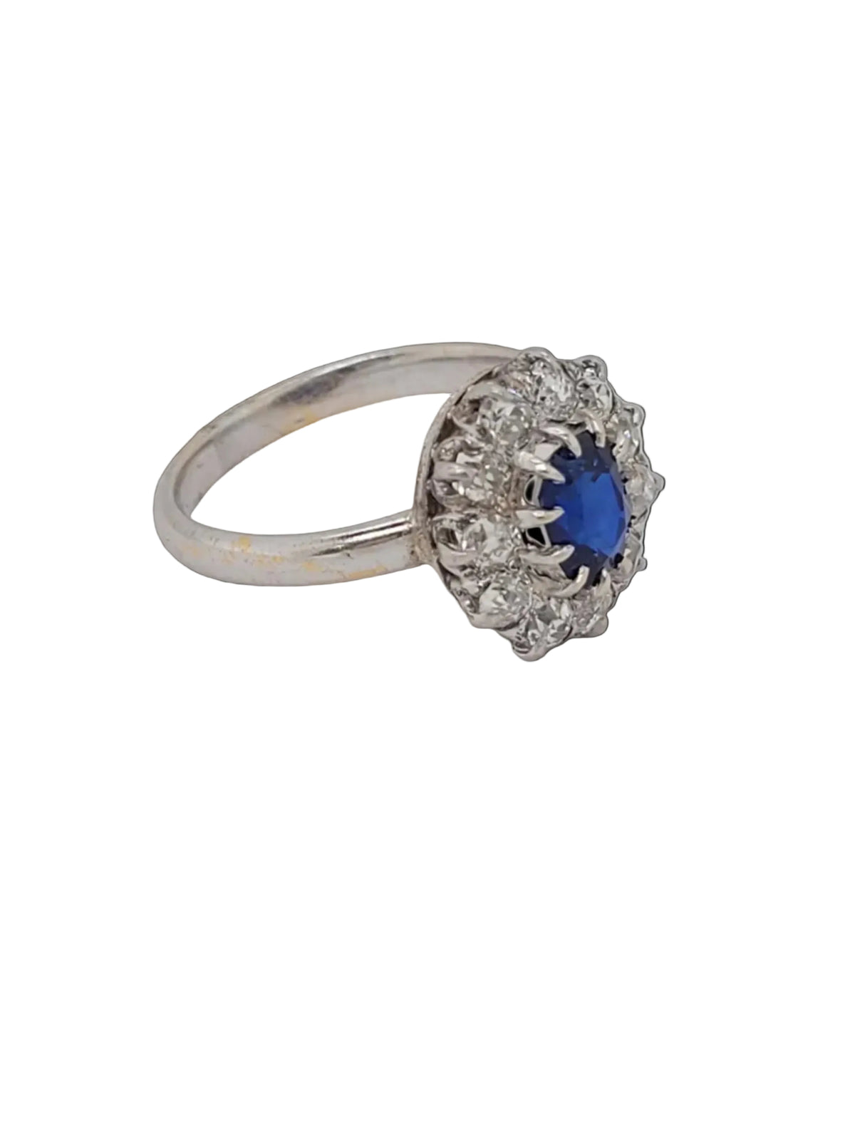 Antique sapphire and diamond cluster engagement ring sku 8745