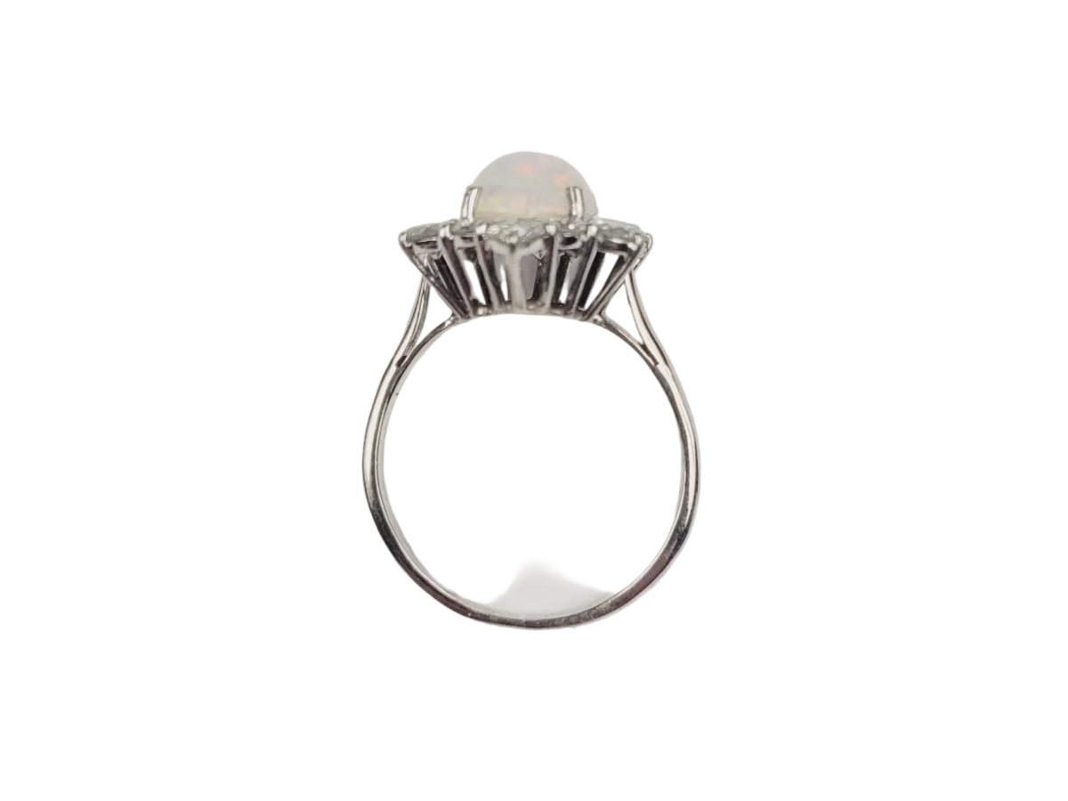 Opal and diamond cluster ring sku 9151