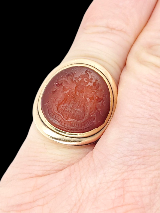 Rare curved 18th century Cornelian intaglio signet ring
SKU: 8026