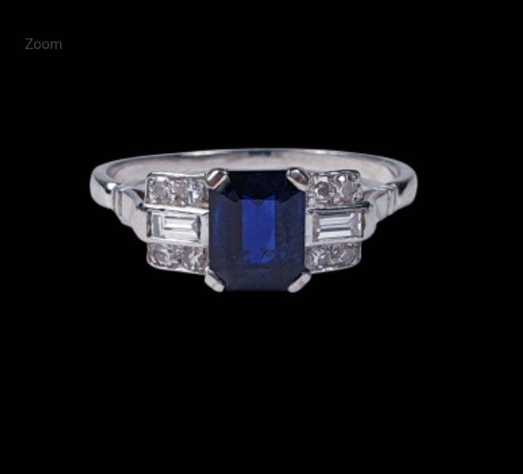 1920's art deco sapphire and diamond engagement ring
SKU: 4081