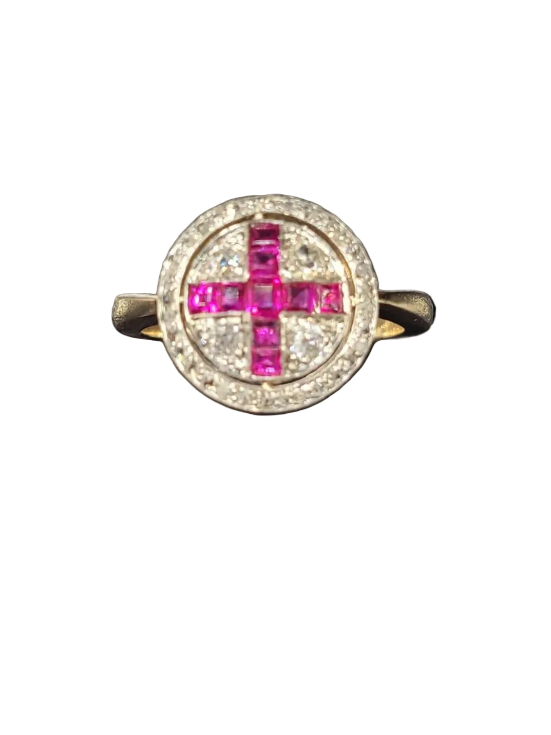 Fine Edwardian Burmese Ruby and diamond ring sku 8755