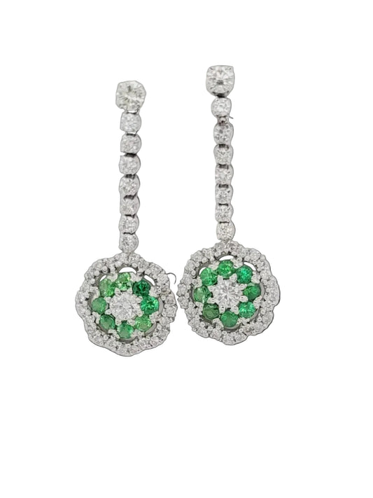 Green garnet and diamond drop earrings sku 8763