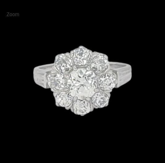 Antique chunky old mine cut diamond cluster engagement ring
SKU: 7745