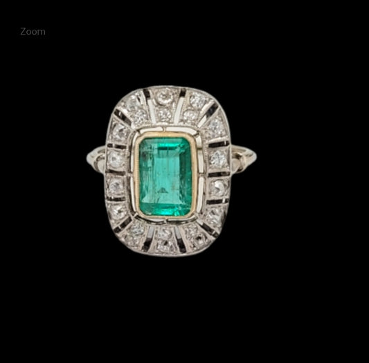 Art deco emerald and diamond engagement ring
SKU: 7026