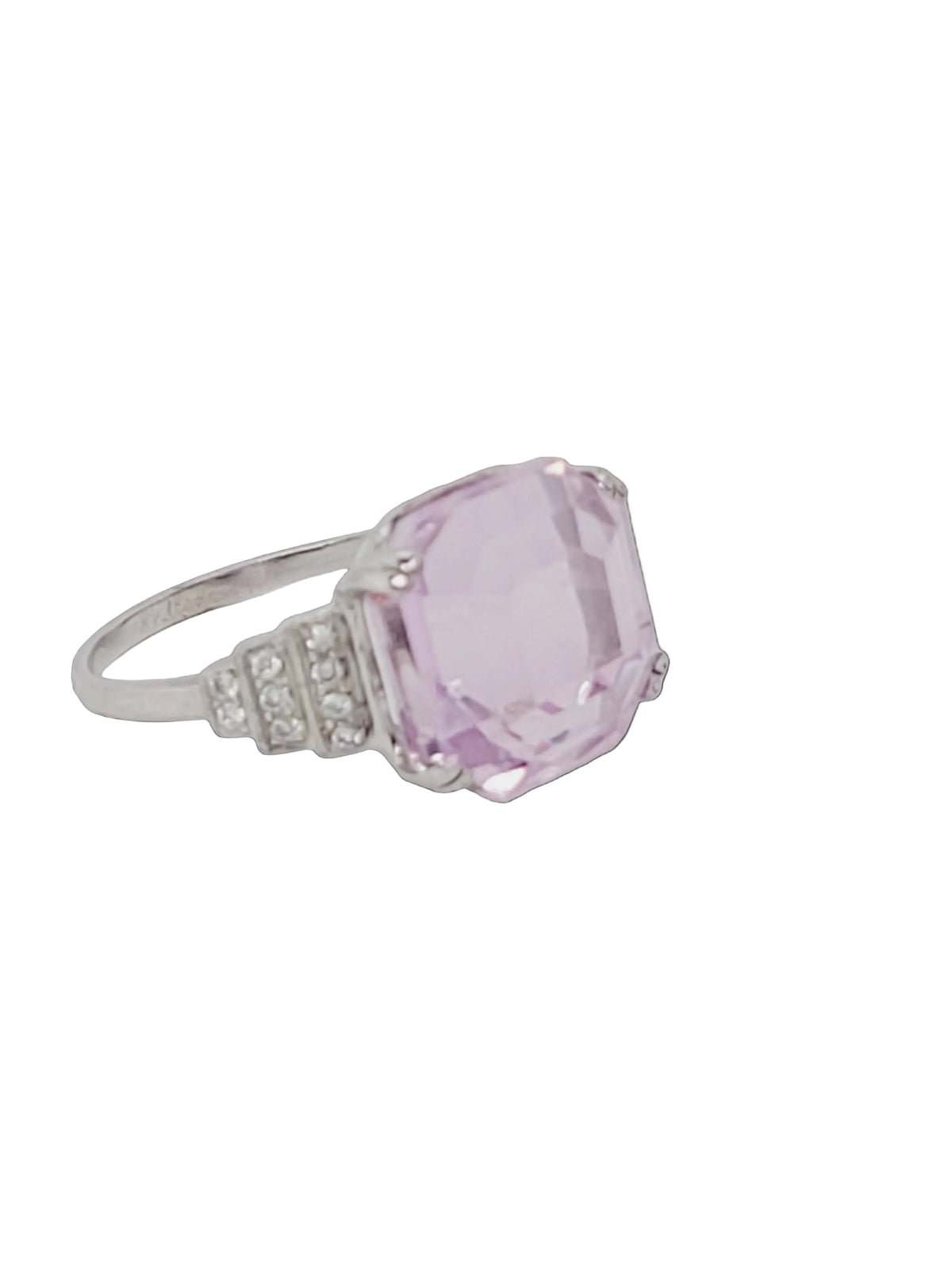 Pastel pink Kunzite and diamond dress ring sku 8772