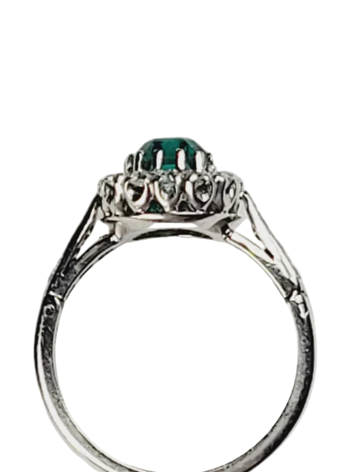 Fine Antique Emerald and diamond cluster ring sku 9088
