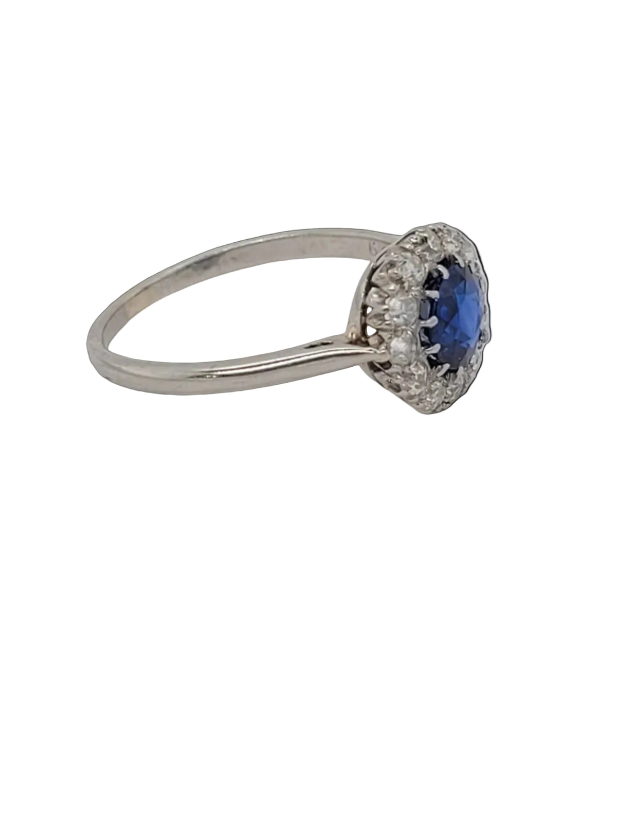 Antique sapphire and diamond cluster engagement ring sku 8808