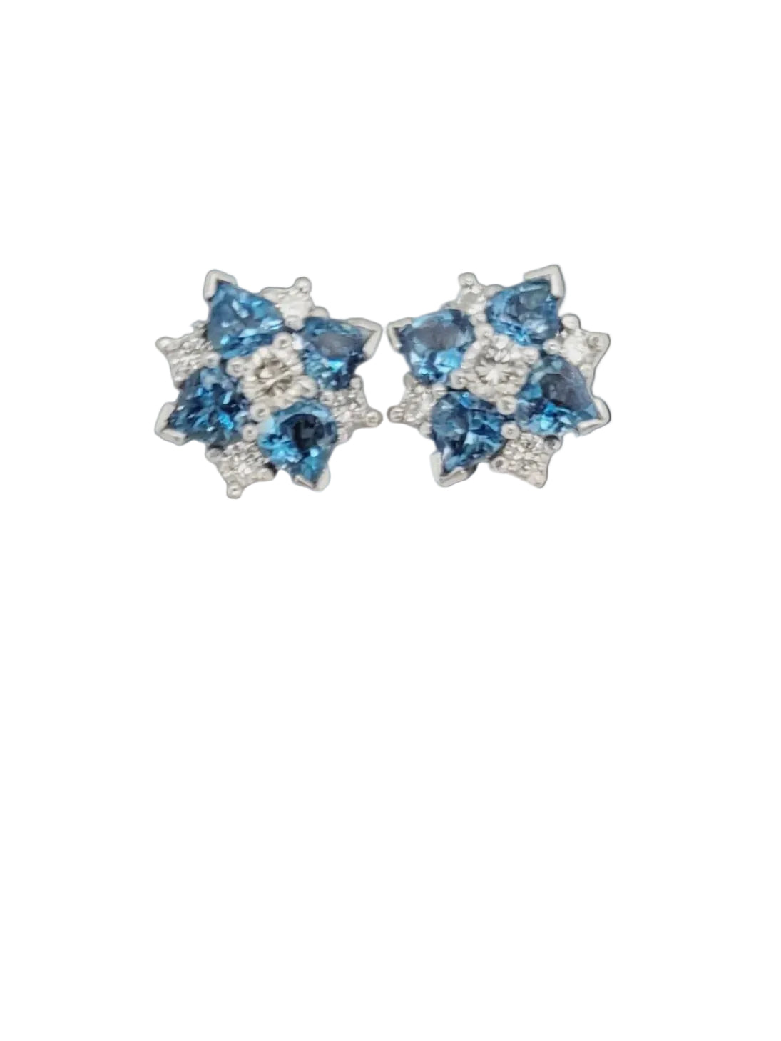 Aquamarine and diamond stud earrings sku  8753