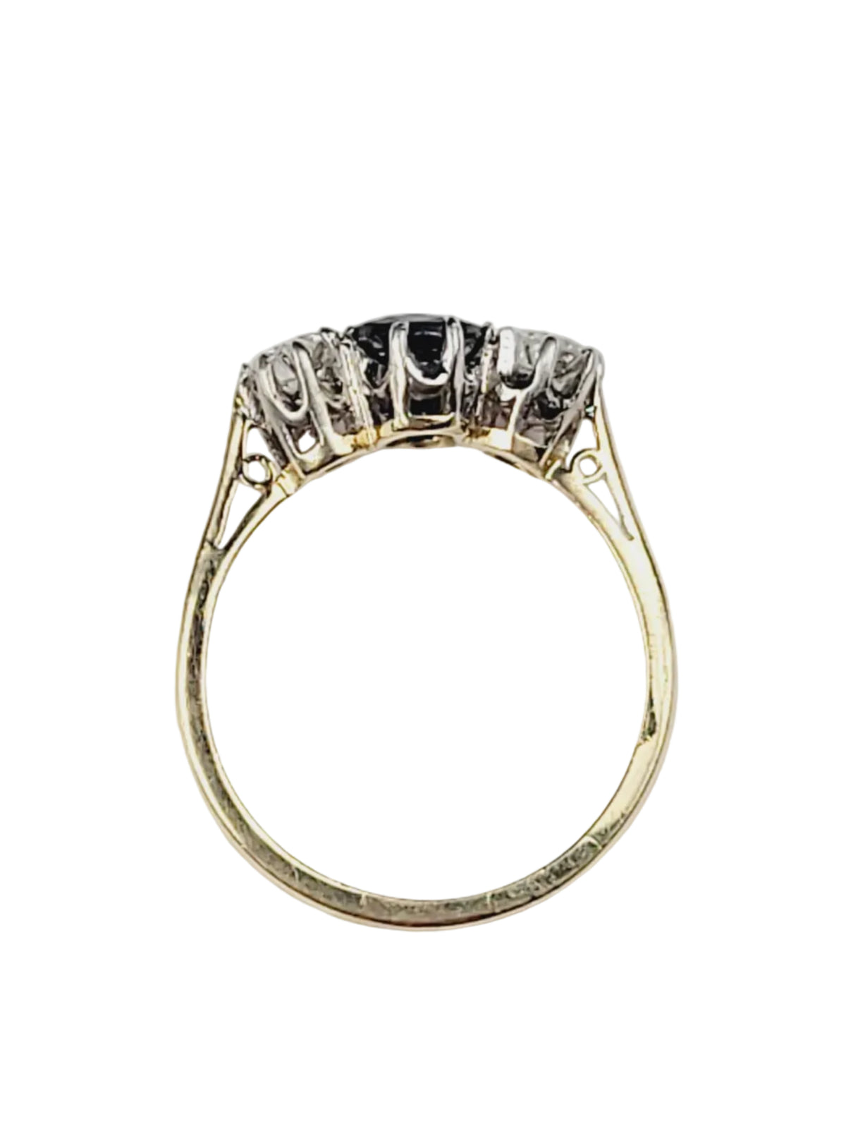Antique Sapphire and diamond trilogy engagement ring sku 9086