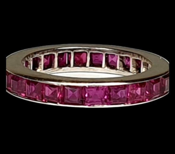 Full hoop ruby eternity ring set in platinum
SKU: 4030