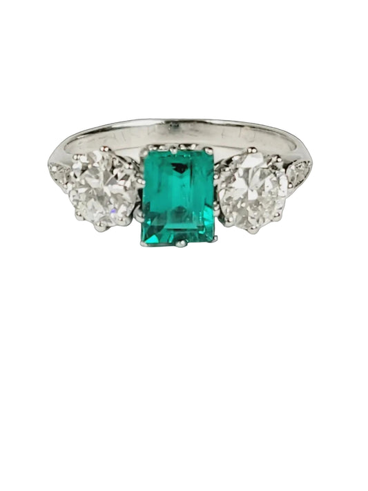 Gem Columbian emerald and diamond engagement ring sku 8839