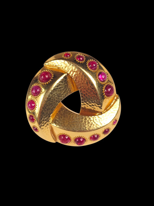 Architectural engineered cabochon ruby brooch sku 8504