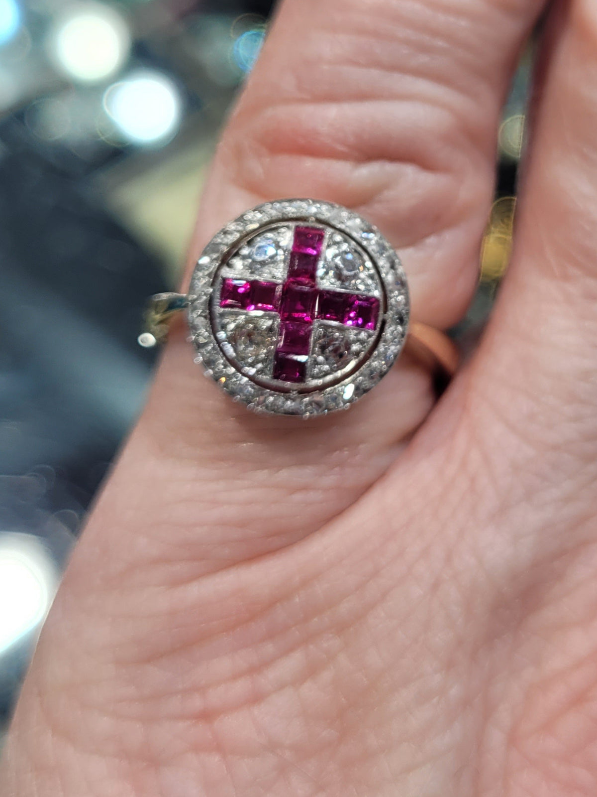 Fine Edwardian Burmese Ruby and diamond ring sku 8755