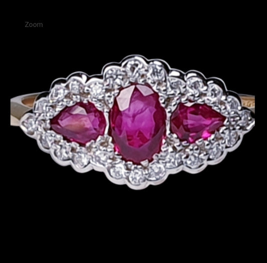 Ruby and Diamond Three Stone Ring
SKU: 2870