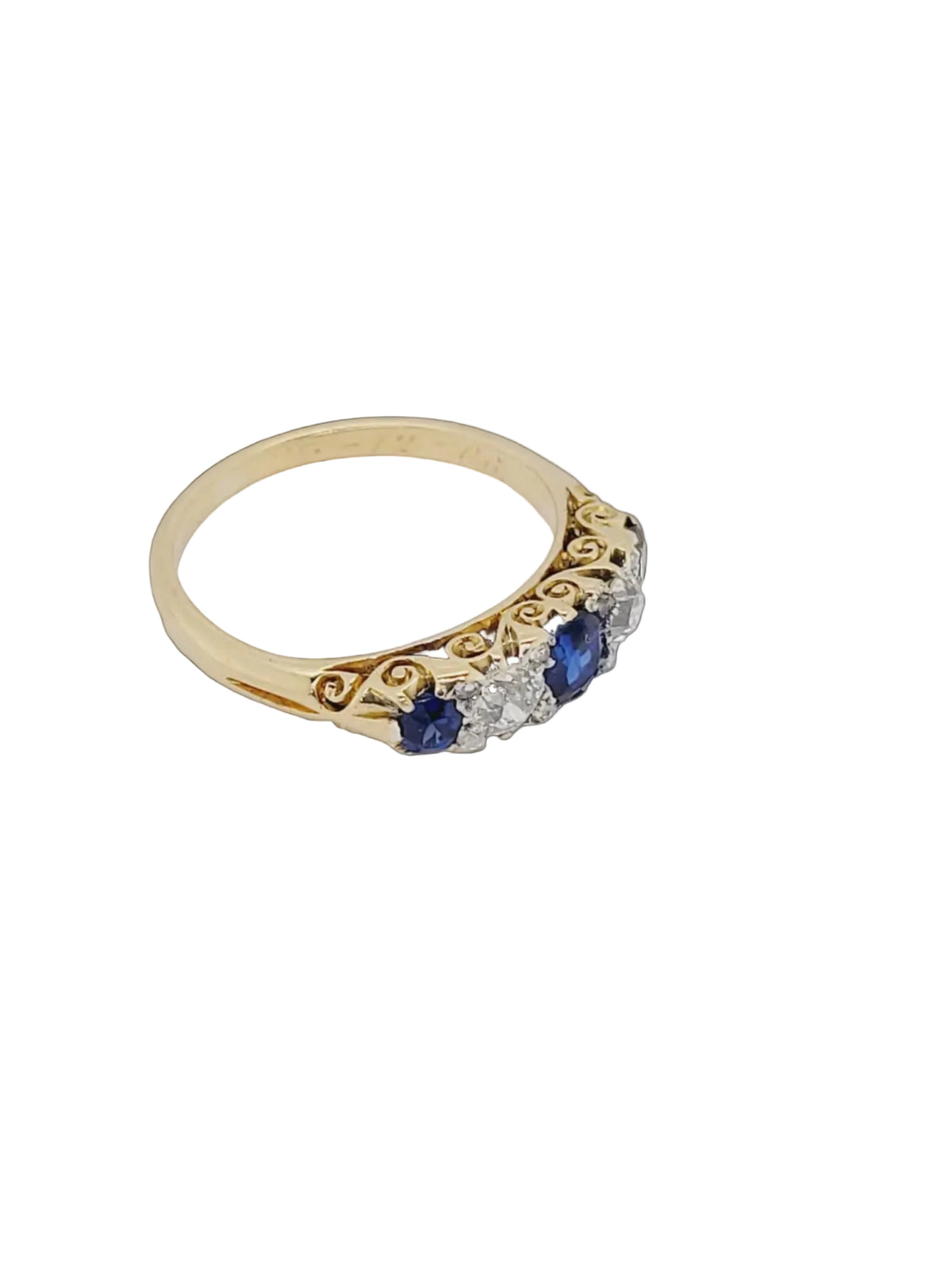 Antique sapphire and diamond engagement ring sku 8824