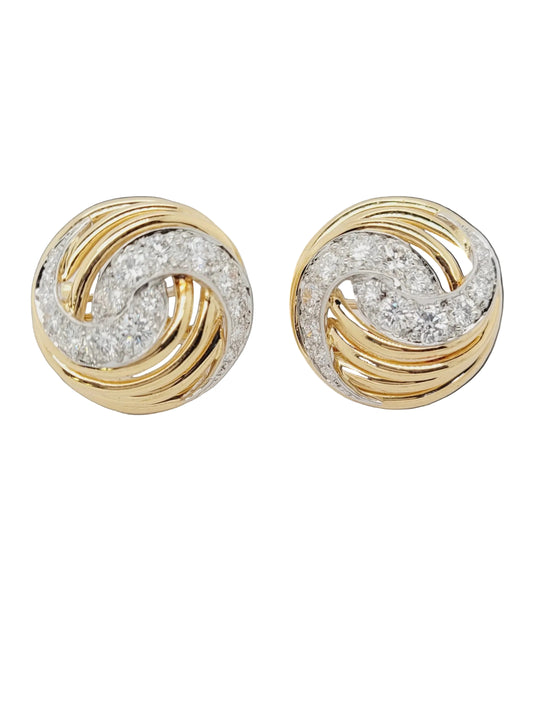 Cool vintage diamond and 18ct gold earrings sku 8761