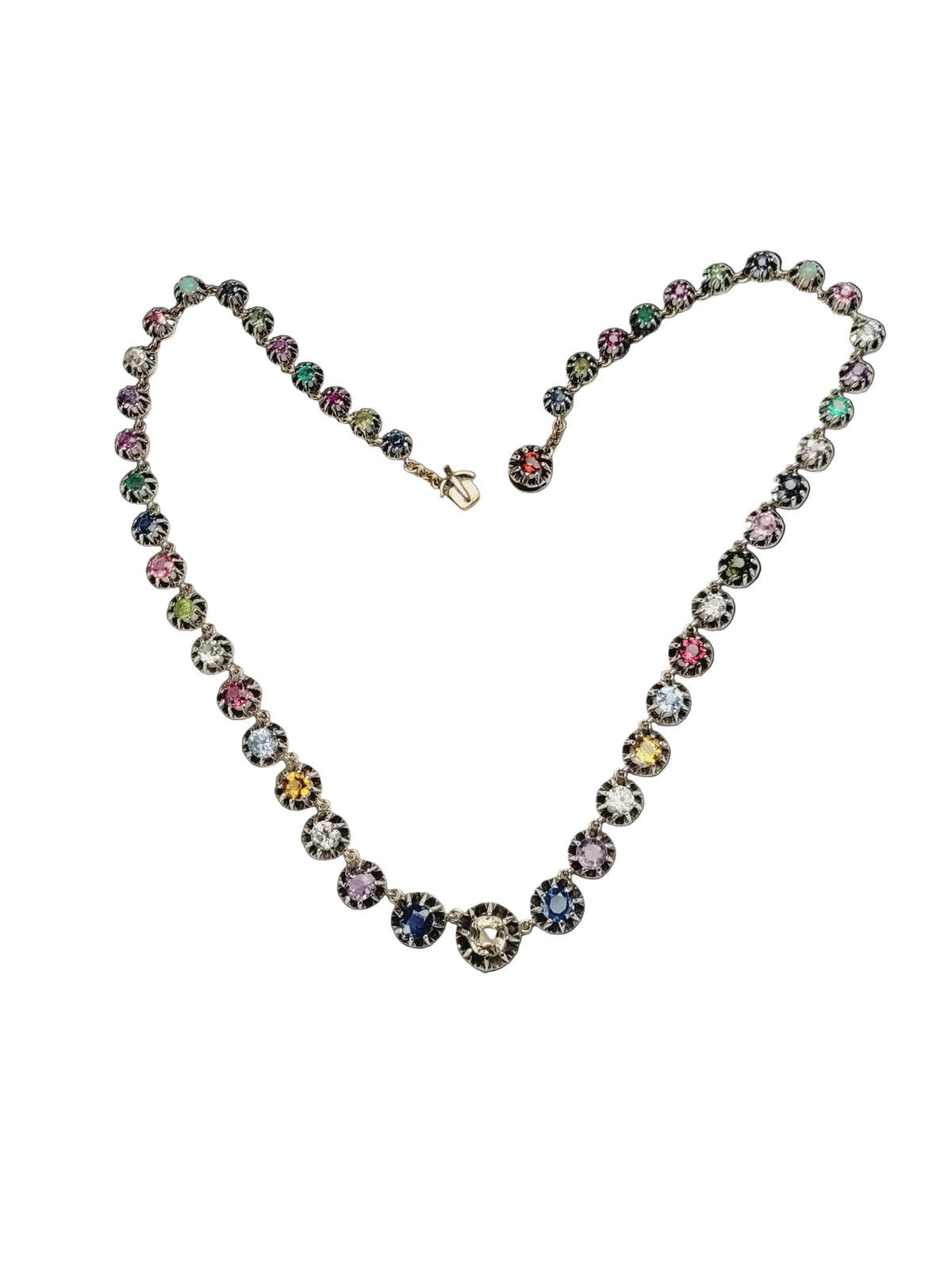 Antique harlequin gem riviere necklace sku 8981