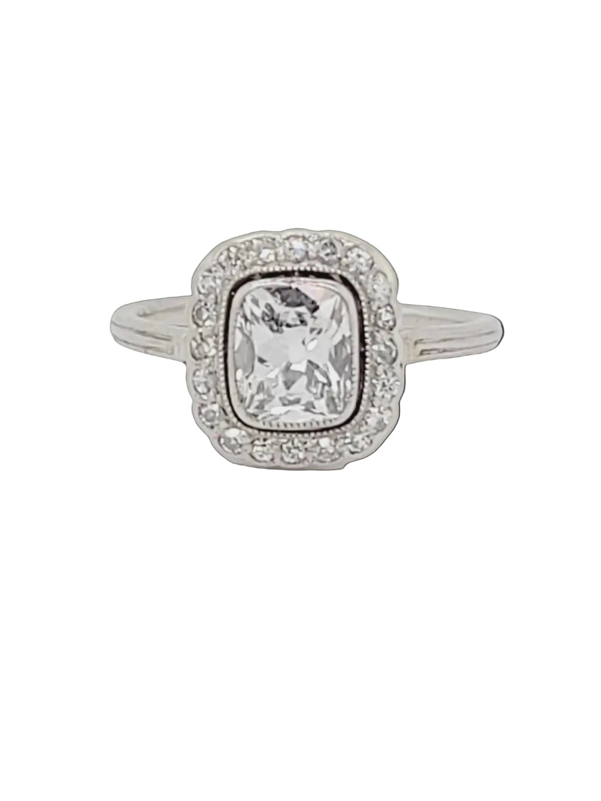 Antique art deco paruzzi cut diamond halo engagement ring sku 8953