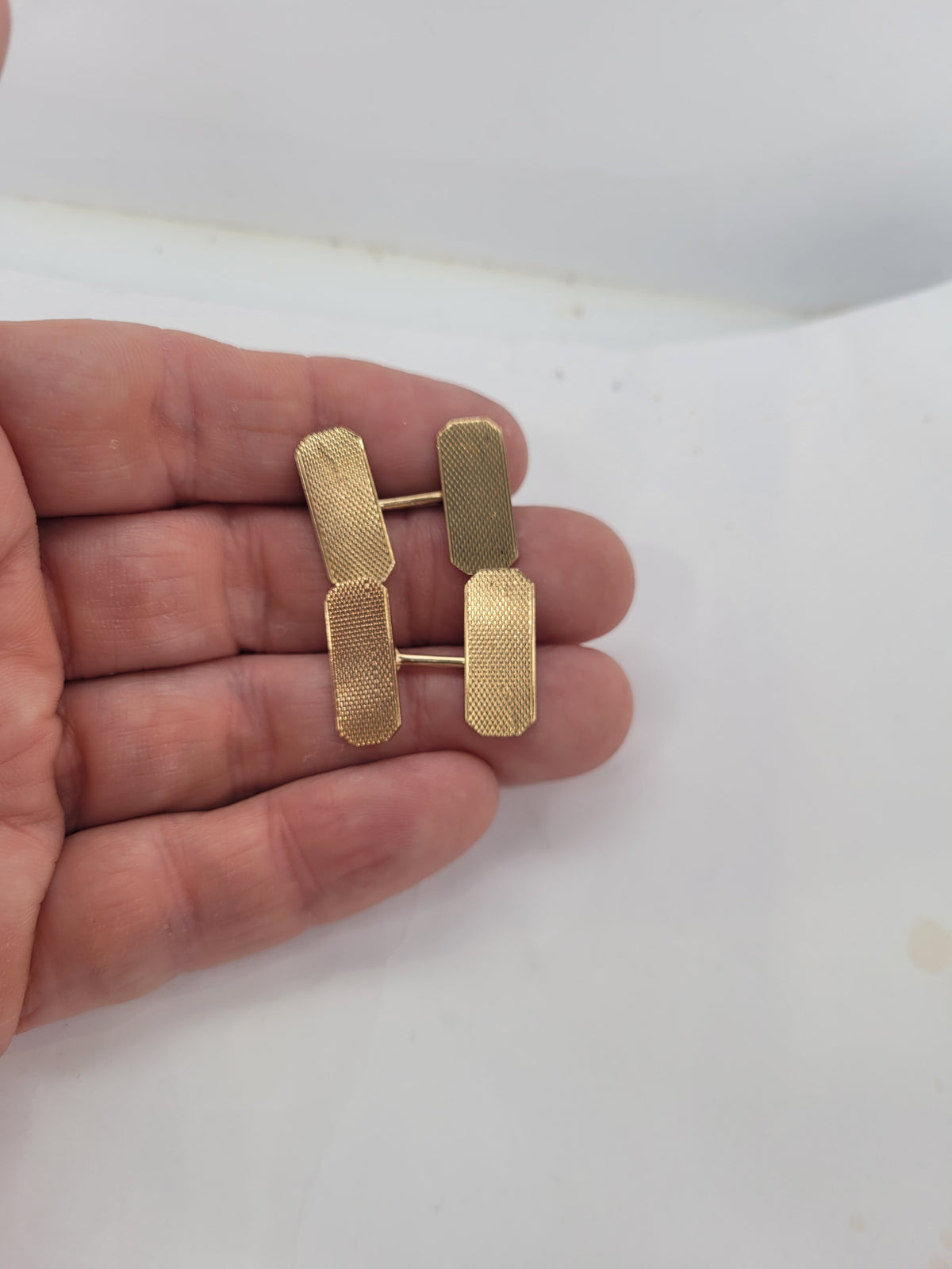 Antique engine turned 9ct gold cufflinks sku 8510