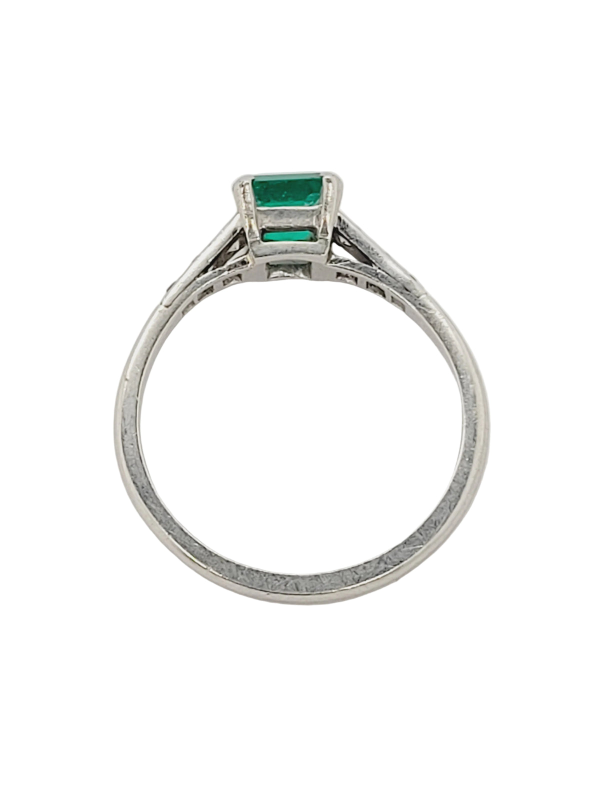 Emerald and diamond art deco ring sku 8811