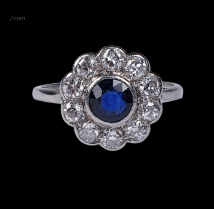 Art Deco Sapphire and Diamond Cluster Ring
SKU: 2338
