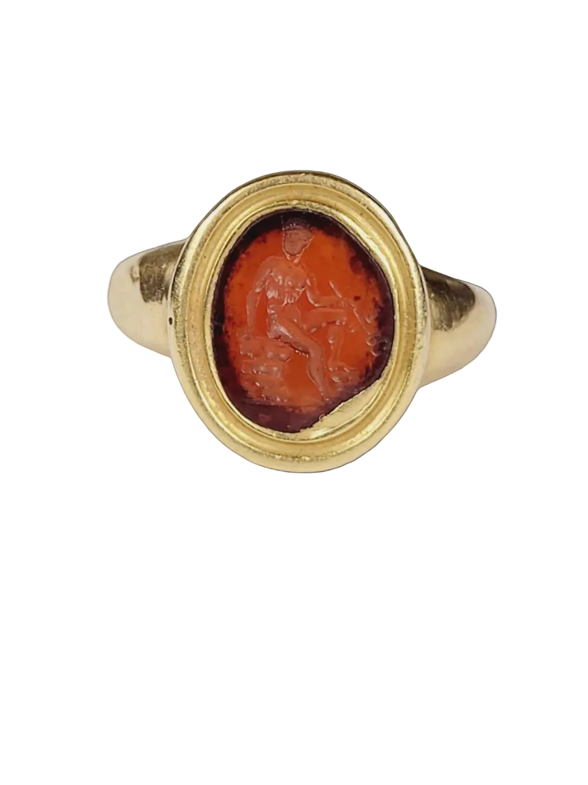Ancient intaglio of Mercury Roman gold ring sku 8863