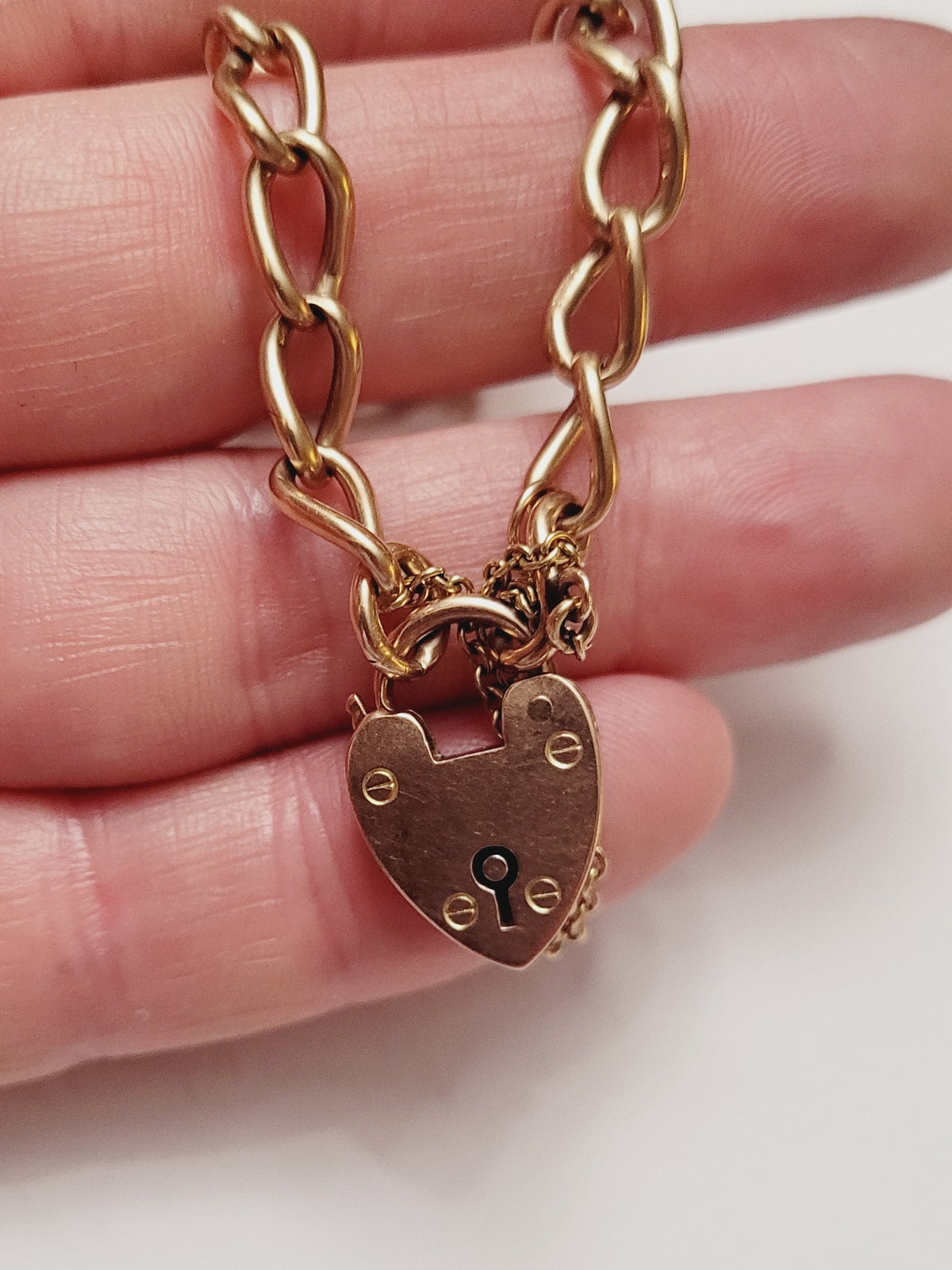 Antique 9ct yellow gold charm bracelet sku 8937