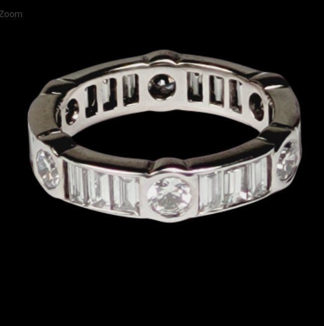 Unusual portrait baguette and brilliant cut diamond band
SKU: 4907