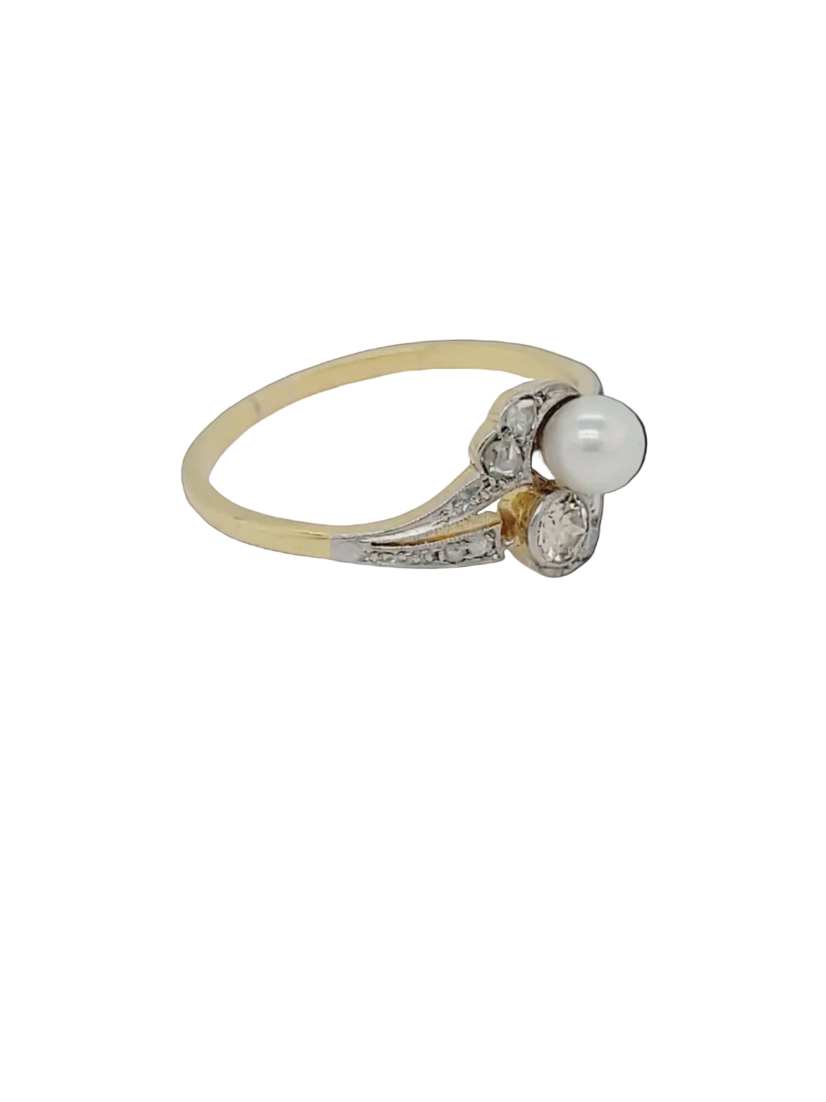Art nouveau pearl and diamond  dress ring sku 8825