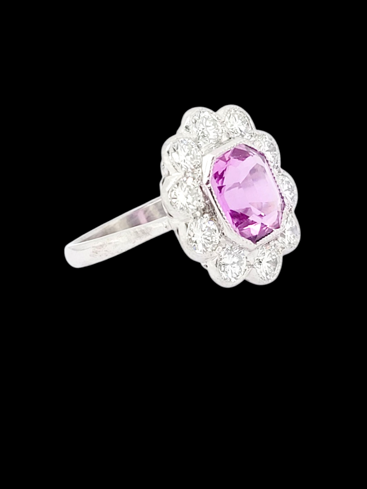 Hot pink topaz and diamond cluster ring
SKU: 8109