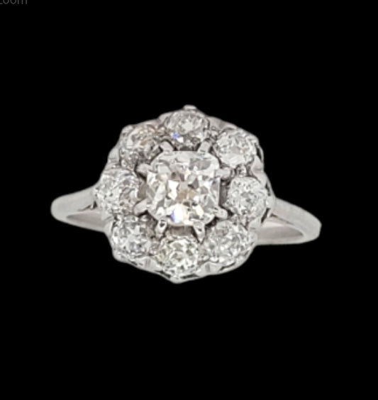 Antique old mine cut diamond cluster engagement ring
SKU: 7407