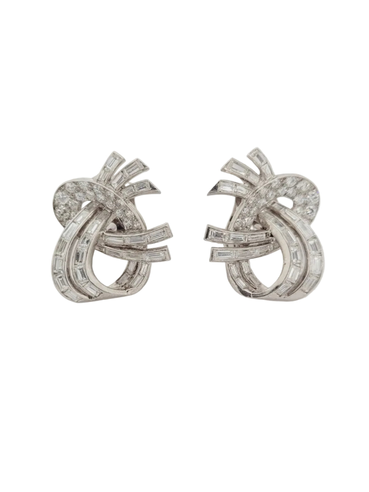 1930's art deco diamond bow earrings sku 9003