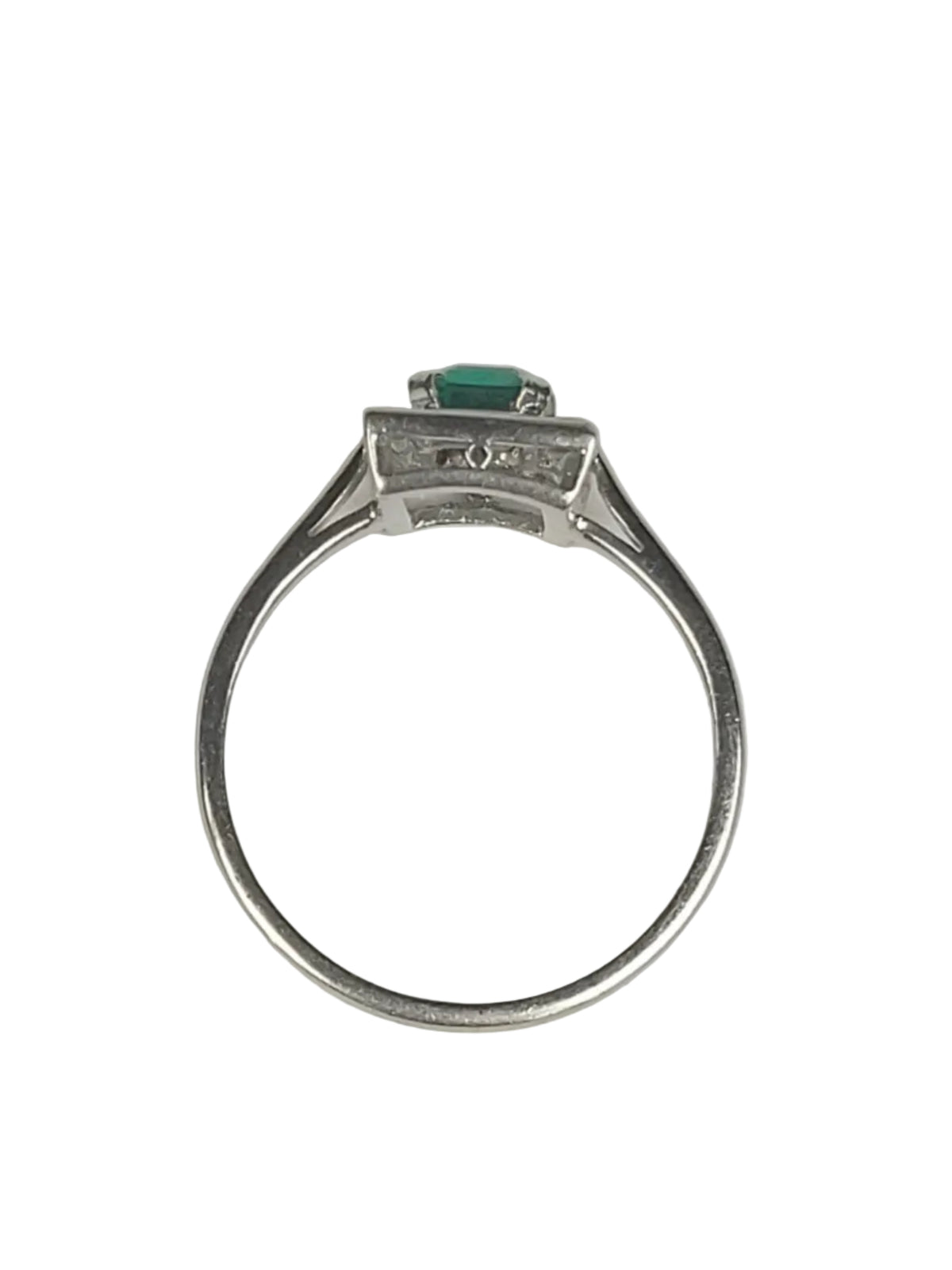 Art deco gem emerald engagement ring sku 9139
