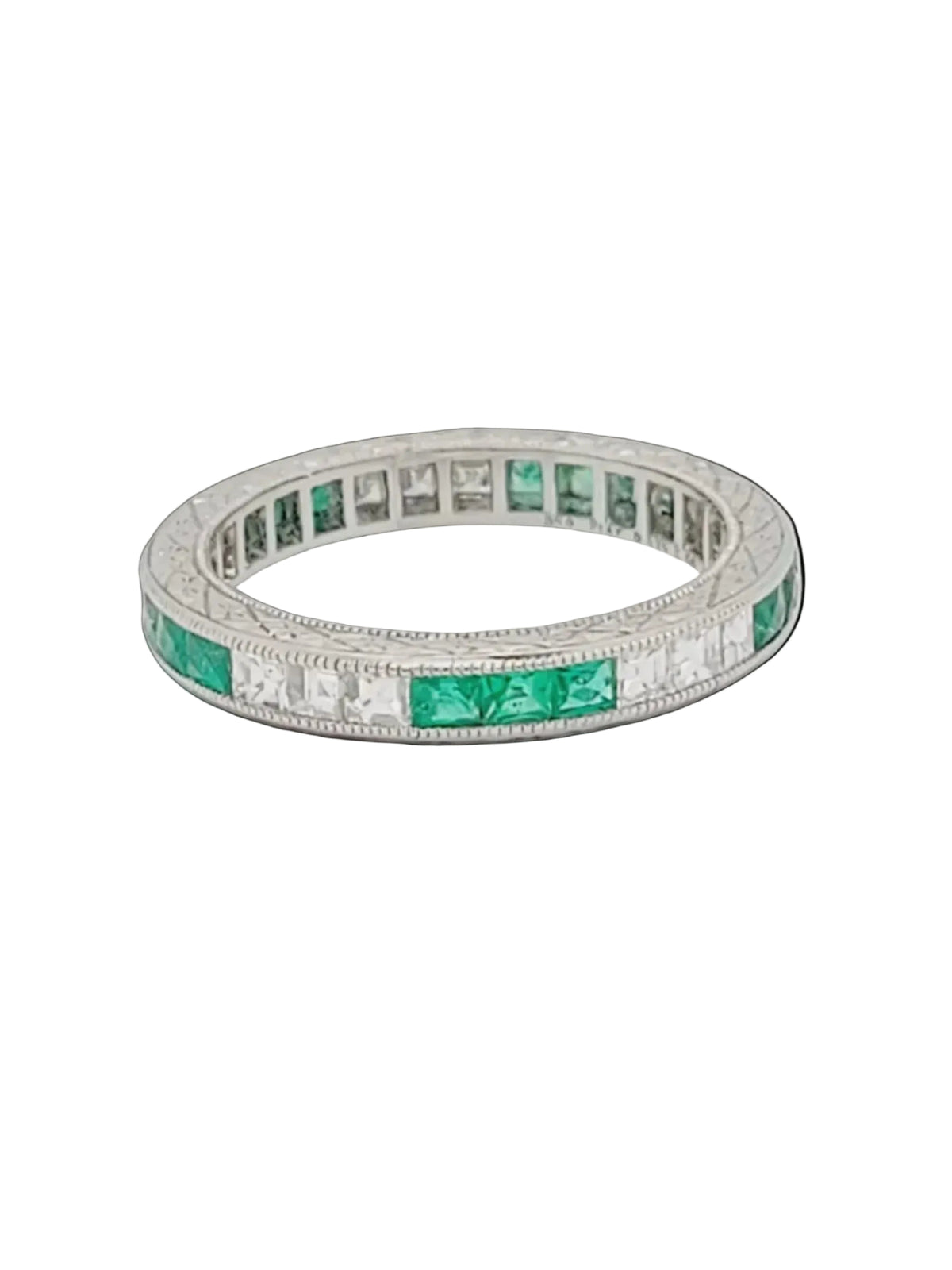 Emerald and diamond eternity ring sku 8791