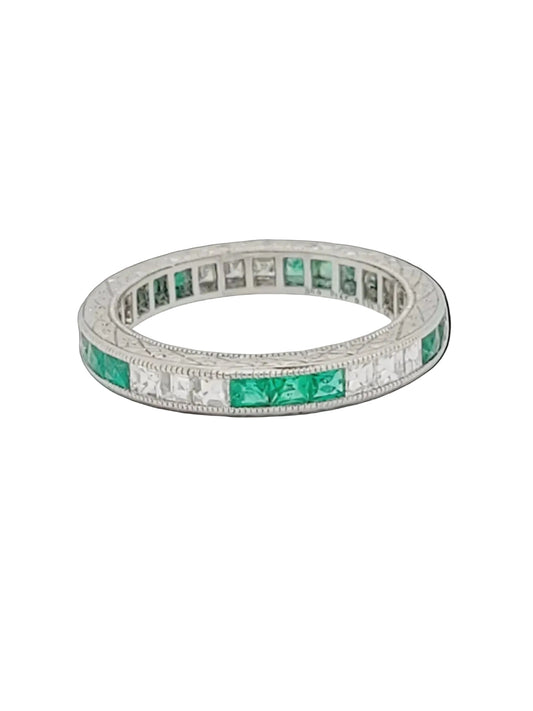 Emerald and diamond eternity ring sku 8791