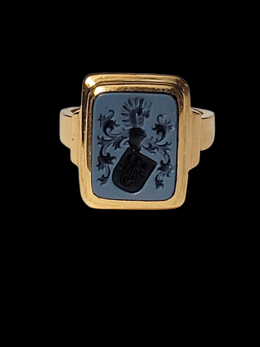 Banded agate seal engraved signet ring
SKU: 8290