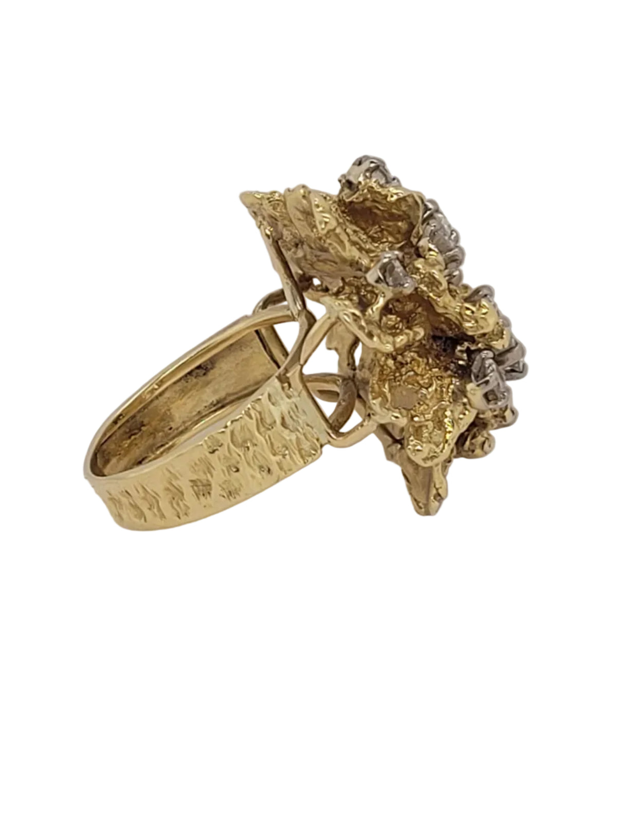 1960's 18ct organic yellow gold and diamond dress ring sku 9206