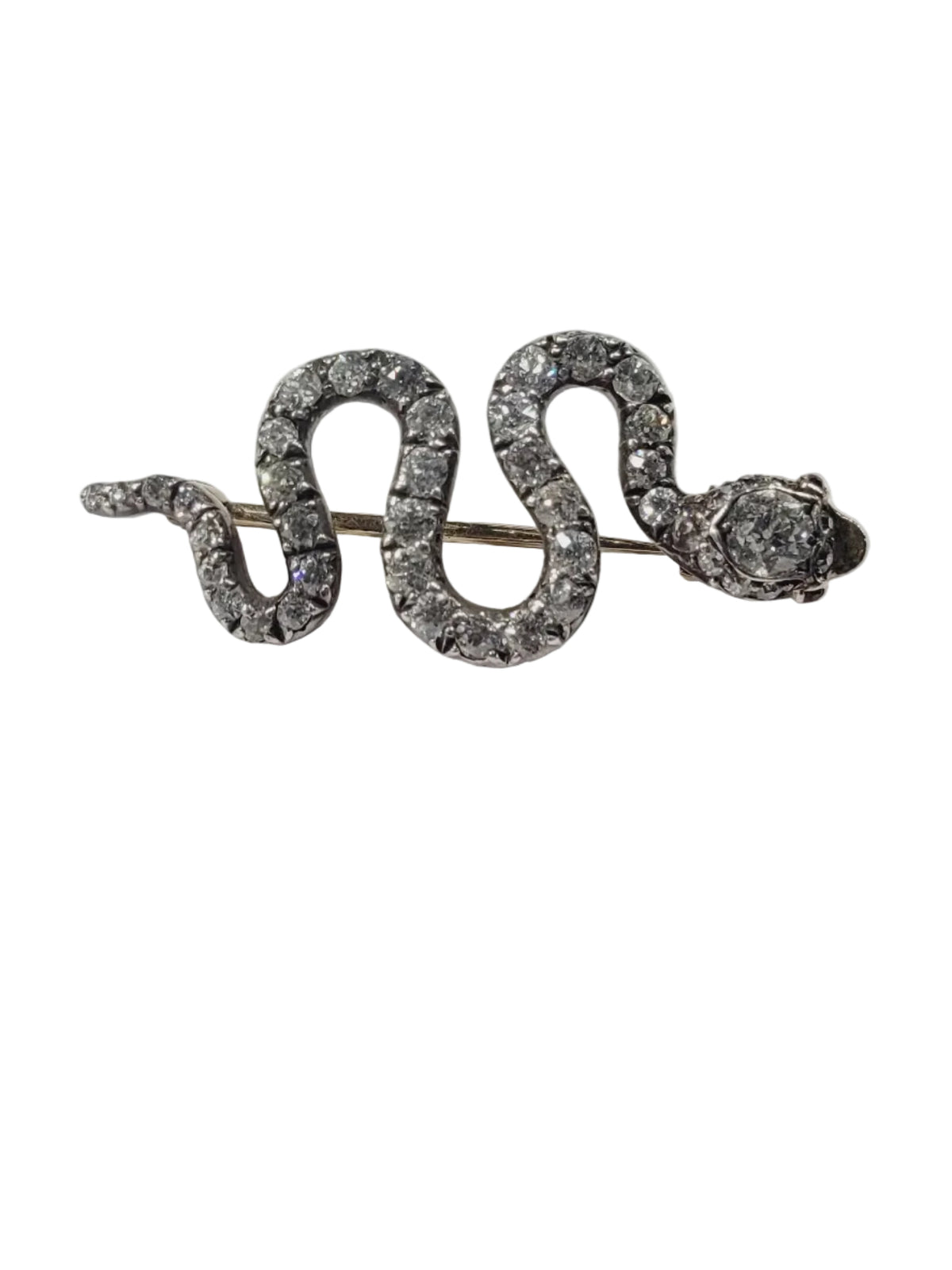 Rare Antique Old mine cut diamond snake sku 9130