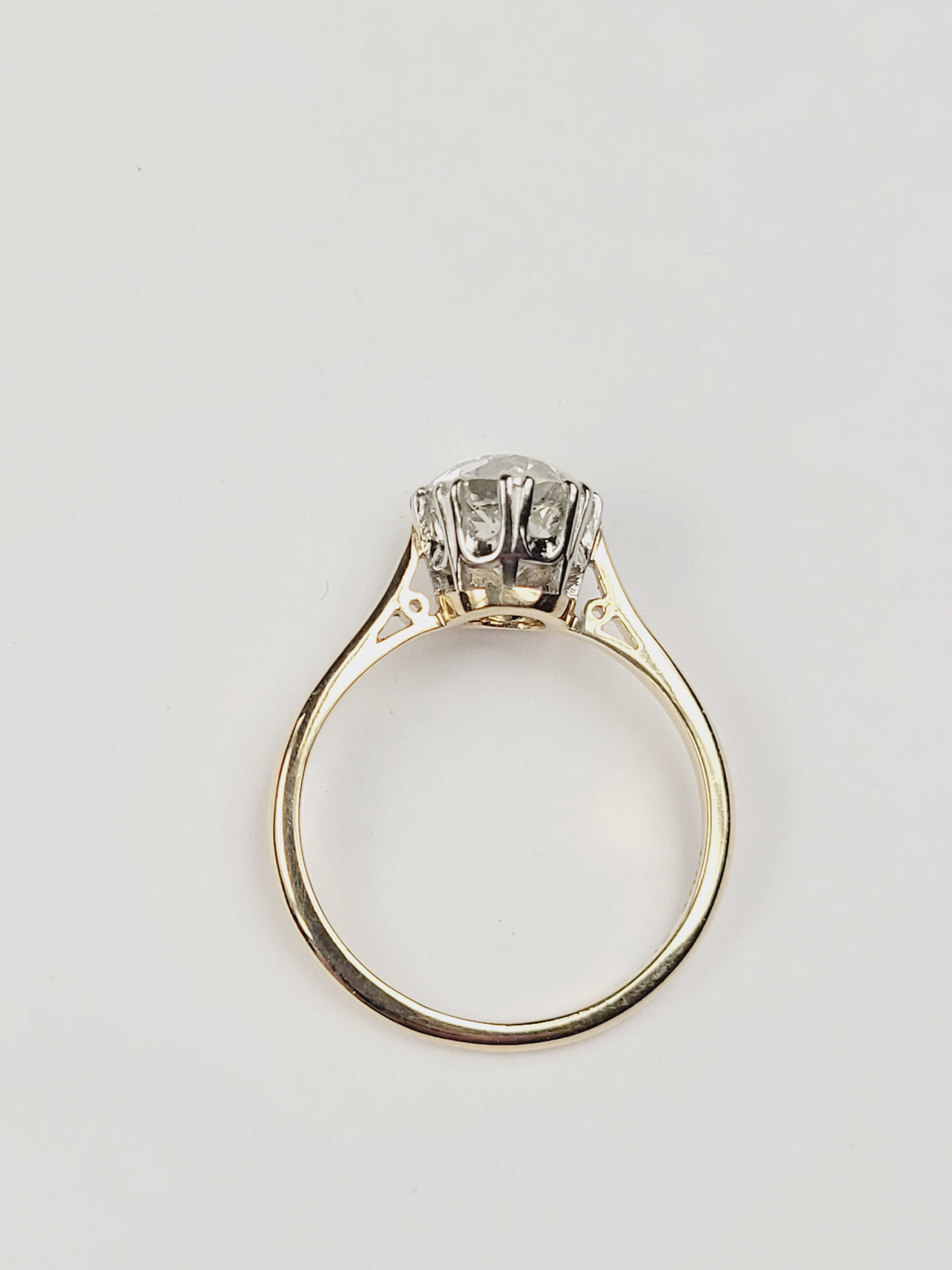 1.70ct old mine cut diamond solitaire engagement ring sku 9179