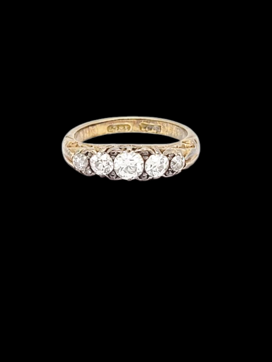 Antique diamond five stone carved half hoop ring
SKU: 8075
