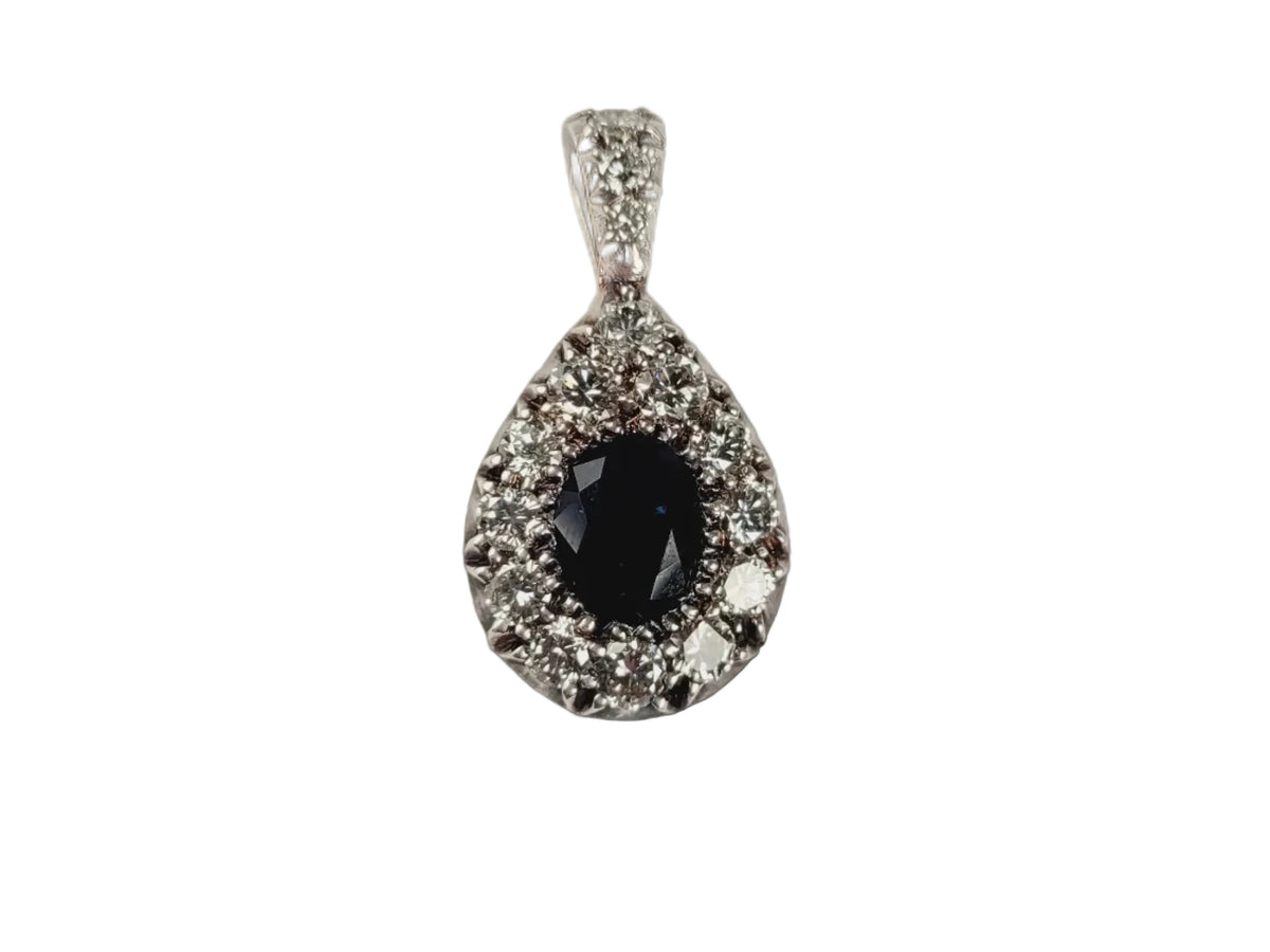 Sapphire and diamond cluster pendant sku 8909